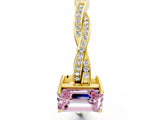 Yellow gold Fancy Pink Emerald  Solitaire Twisted Pave Diamond Ring with Four-Prong Setting_12