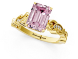 Yellow gold Fancy Pink Emerald  Solitaire Vine Band with Milgrain Prong Setting_4