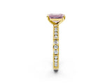 Yellow gold Fancy Pink Emerald  Solitaire with Pavé Band and Four-Prong Setting_304
