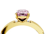 Yellow gold Fancy Pink Emerald  Solitaire with Pavé Band and Four-Prong Setting_306