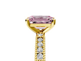 Yellow gold Fancy Pink Emerald  Solitaire with Pavé Band and Four-Prong Setting_307