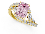 Yellow gold Fancy Pink Emerald  Solitaire with Pavé Twist Band and Four-Prong Setting_76