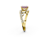 Yellow gold Fancy Pink Emerald  Solitaire with Pavé Twist Band and Four-Prong Setting_77