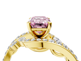 Yellow gold Fancy Pink Emerald  Solitaire with Pavé Twist Band and Four-Prong Setting_79