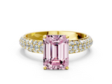 Yellow gold Fancy Pink Emerald  Solitaire with Pave Band and Four-Prong Setting_3
