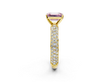 Yellow gold Fancy Pink Emerald  Solitaire with Pave Band and Four-Prong Setting_5