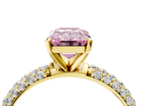 Yellow gold Fancy Pink Emerald  Solitaire with Pave Band and Four-Prong Setting_7