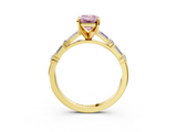 Yellow gold Fancy Pink Emerald  Solitaire with Side Baguettes and Channel Set Band_48