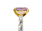 Yellow gold Fancy Pink Emerald  Solitaire with Side Baguettes and Channel Set Band_50