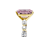 Yellow gold Fancy Pink Emerald  Solitaire with Side Stones on a Pavé Band and Four-Prong Setting_28