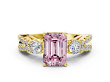 Yellow gold Fancy Pink Emerald  Three-Stone Diamond Ring with Pavé Split Shank and Four-Prong Setting_61