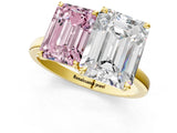 Yellow gold Fancy Pink Emerald  and Emerald Cut Toi Moi Ring with Prong Setting_47