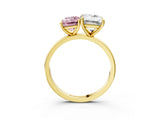 Yellow gold Fancy Pink Emerald  and Emerald Cut Toi Moi Ring with Prong Setting_49