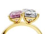 Yellow gold Fancy Pink Emerald  and Emerald Cut Toi Moi Ring with Prong Setting_50