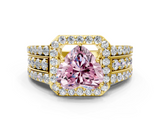 Yellow gold Fancy Pink Heart -Cut Halo Diamond Ring with Split Shank and Four-Prong Setting_71