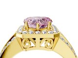 Yellow gold Fancy Pink Heart -Cut Halo Diamond Ring with Split Shank and Four-Prong Setting_75