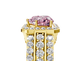Yellow gold Fancy Pink Heart -Cut Halo Diamond Ring with Split Shank and Four-Prong Setting_76