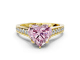 Yellow gold Fancy Pink Heart  Brilliant Cut Diamond Engagement Ring with Pavé Band and Four-Prong Setting_49