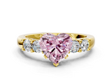 Yellow gold Fancy Pink Heart  Brilliant Cut Diamond Five-Stone Prong Set Engagement Ring with Channel Band_3