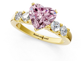 Yellow gold Fancy Pink Heart  Brilliant Cut Diamond Five-Stone Prong Set Engagement Ring with Channel Band_4