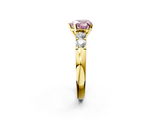 Yellow gold Fancy Pink Heart  Brilliant Cut Diamond Five-Stone Prong Set Engagement Ring with Channel Band_5