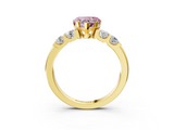 Yellow gold Fancy Pink Heart  Brilliant Cut Diamond Five-Stone Prong Set Engagement Ring with Channel Band_6