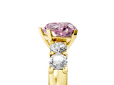 Yellow gold Fancy Pink Heart  Brilliant Cut Diamond Five-Stone Prong Set Engagement Ring with Channel Band_8