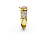 Yellow gold Fancy Pink Heart  Brilliant Diamond Channel Set Wide Band Ring with Bezel Setting_22