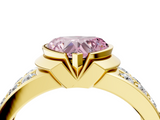 Yellow gold Fancy Pink Heart  Brilliant Diamond Channel Set Wide Band Ring with Bezel Setting_24