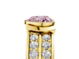 Yellow gold Fancy Pink Heart  Brilliant Diamond Channel Set Wide Band Ring with Bezel Setting_25