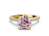 Yellow gold Fancy Pink Heart  Brilliant Diamond Solitaire with Pavé Band and Four-Prong Setting 1
