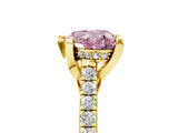 Yellow gold Fancy Pink Heart  Brilliant Diamond Solitaire with Pavé Band and Four-Prong Setting 5