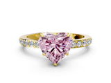 Yellow gold Fancy Pink Heart  Brilliant Pavé Band Solitaire with Four-Prong Setting_41