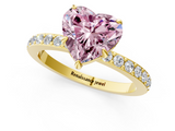 Yellow gold Fancy Pink Heart  Brilliant Pavé Band Solitaire with Four-Prong Setting_42