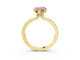 Yellow gold Fancy Pink Heart  Brilliant Pavé Band Solitaire with Four-Prong Setting_44