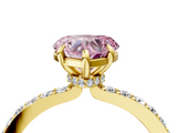 Yellow gold Fancy Pink Heart  Brilliant Pavé Band Solitaire with Four-Prong Setting_45