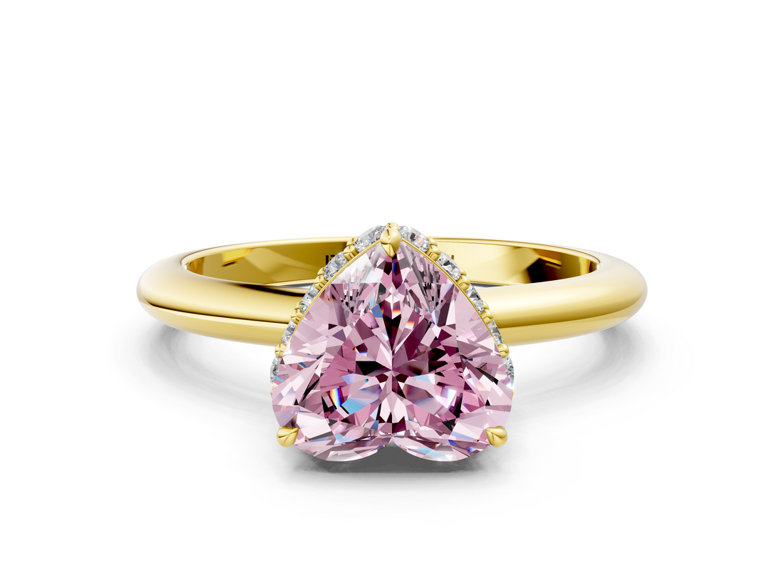 Yellow gold Fancy Pink Heart  Brilliant Solitaire Engagement Ring with Six-Prong Setting and Classic Band_20