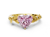 Yellow gold Fancy Pink Heart  Brilliant Solitaire with Leaf Motif Band and Four-Prong Setting_63