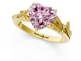 Yellow gold Fancy Pink Heart  Brilliant Solitaire with Leaf Motif Band and Four-Prong Setting_64