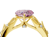 Yellow gold Fancy Pink Heart  Brilliant Solitaire with Leaf Motif Band and Four-Prong Setting_67