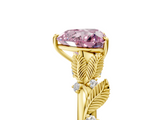 Yellow gold Fancy Pink Heart  Brilliant Solitaire with Leaf Motif Band and Four-Prong Setting_68