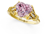 Yellow gold Fancy Pink Heart  Brilliant Solitaire with Pave Band and Four-Prong Setting_21
