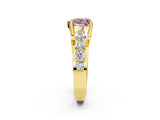 Yellow gold Fancy Pink Heart  Brilliant Solitaire with Side Stones on a Pave Band and Four-Prong Setting_26