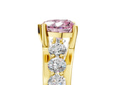 Yellow gold Fancy Pink Heart  Brilliant Solitaire with Side Stones on a Pave Band and Four-Prong Setting_29