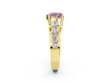 Yellow gold Fancy Pink Heart  Brilliant Solitaire with Side Stones on a Pave Band and Four-Prong Setting_39
