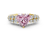 Yellow gold Fancy Pink Heart  Cluster Diamond Engagement Ring with Pavé Band and Four-Prong Setting_46