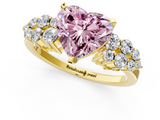 Yellow gold Fancy Pink Heart  Cluster Diamond Engagement Ring with Pavé Band and Four-Prong Setting_47
