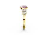 Yellow gold Fancy Pink Heart  Cluster Diamond Engagement Ring with Pavé Band and Four-Prong Setting_48