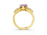 Yellow gold Fancy Pink Heart  Cluster Diamond Engagement Ring with Pavé Band and Four-Prong Setting_49