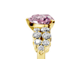 Yellow gold Fancy Pink Heart  Cluster Diamond Engagement Ring with Pavé Band and Four-Prong Setting_51